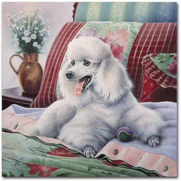 Trademark Fine Art Jenny Newland White Poodle Canvas Wall Art - 14x14