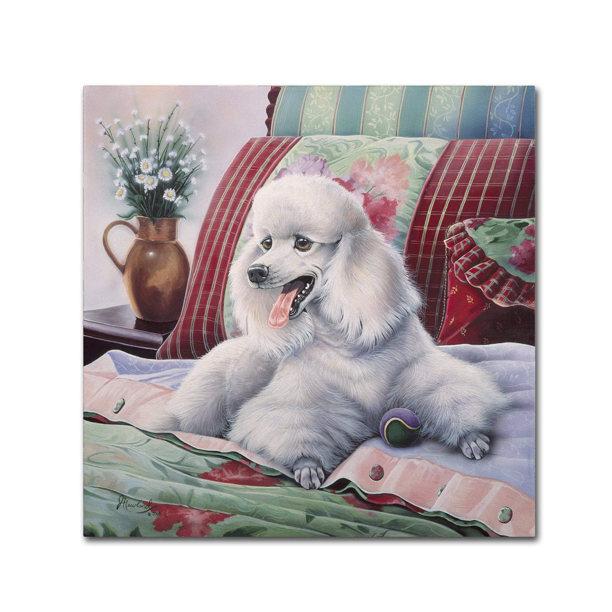 Trademark Fine Art 'White Poodle' Canvas Art by Jenny Newland