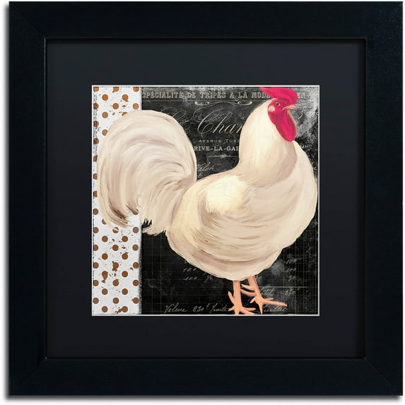 Trademark Fine Art "White Rooster Caf? I" Canvas Art by Color Bakery Black Matte, Black Frame