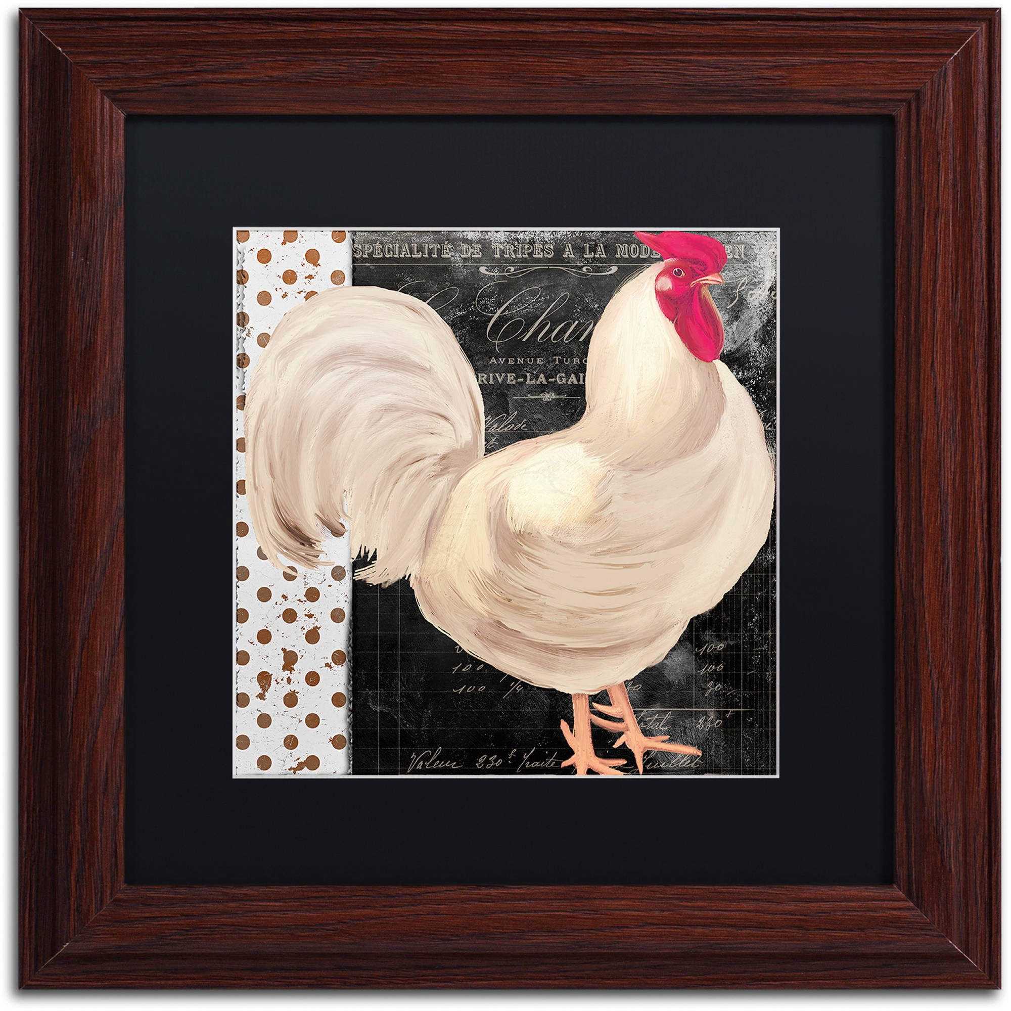 Trademark Fine Art "White Rooster Caf? I" Canvas Art by Color Bakery Black Matte, Wood Frame