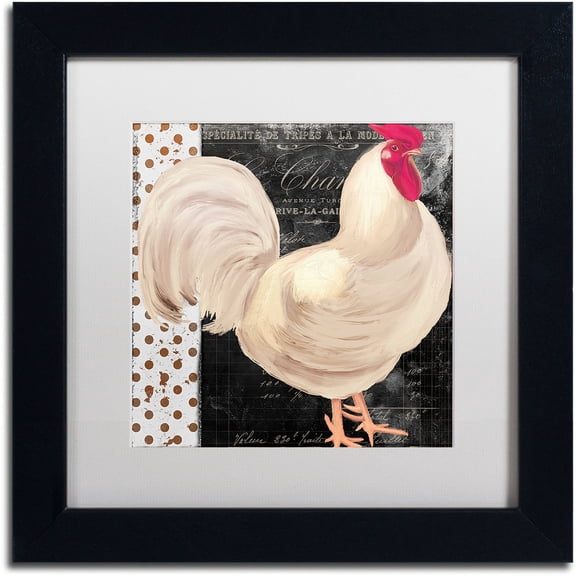 Trademark Fine Art "White Rooster Caf? I" Canvas Art by Color Bakery White Matte, Black Frame