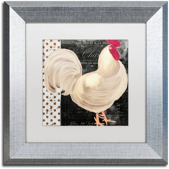 Trademark Fine Art "White Rooster Caf? I" Canvas Art by Color Bakery White Matte, Silver Frame