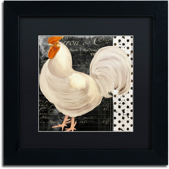 Trademark Fine Art "White Rooster Caf? II" Canvas Art by Color Bakery Black Matte, Black Frame