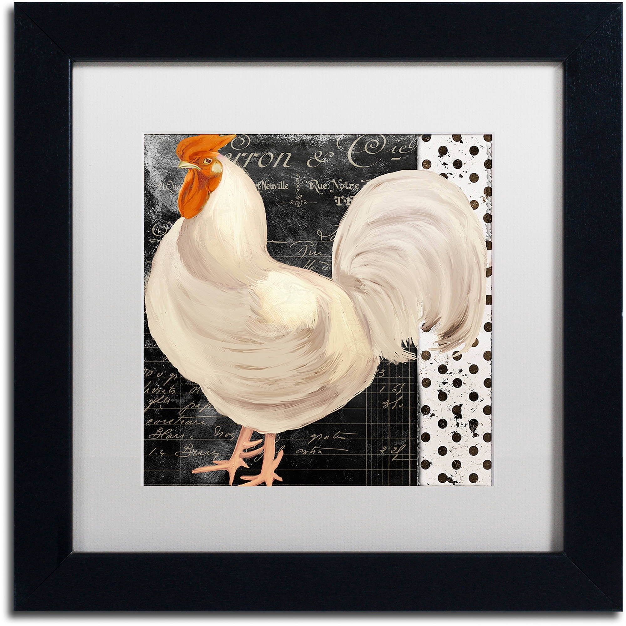 Trademark Fine Art "White Rooster Caf? II" Canvas Art by Color Bakery White Matte, Black Frame