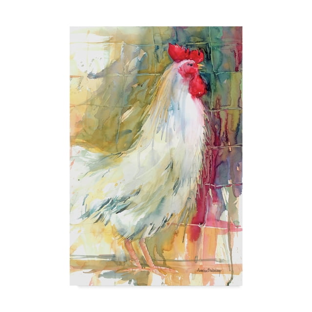 Trademark Fine Art 'White Rooster' Canvas Art by Annelein Beukenkamp