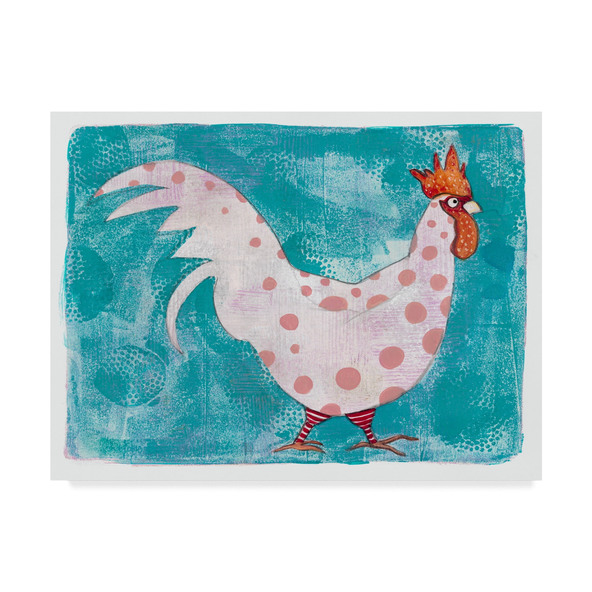 Trademark Fine Art 'White Rooster With Red Socks' Canvas Art by Maria Pietri Lalor