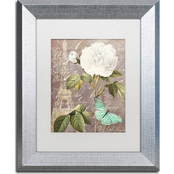 Trademark Fine Art "White Rose" Canvas Art by Color Bakery, White Matte, Silver Frame