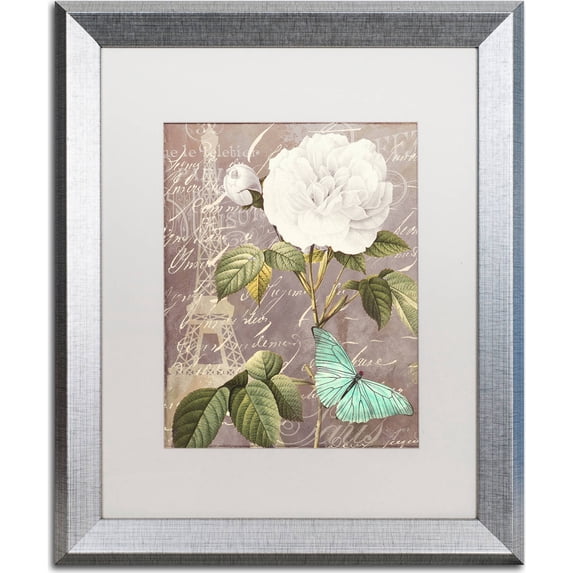 Trademark Fine Art "White Rose" Canvas Art by Color Bakery, White Matte, Silver Frame