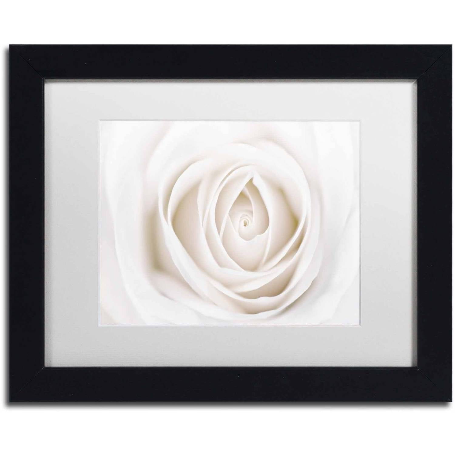 Trademark Fine Art 'White Rose' Canvas Art by Cora Niele, White Matte, Black Frame