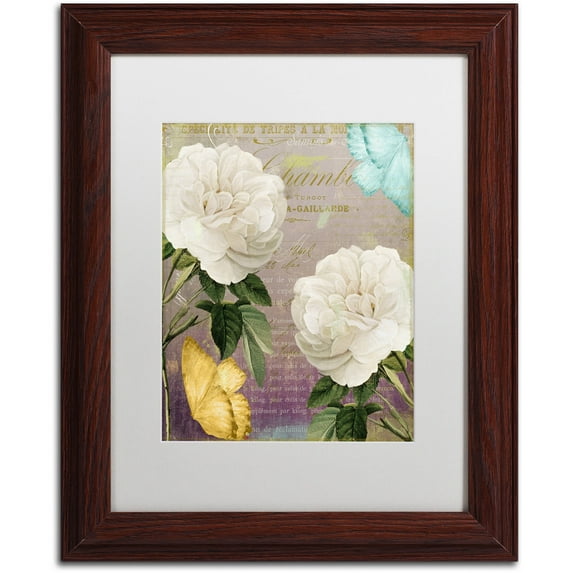 Trademark Fine Art "White Roses" Canvas Art by Color Bakery White Matte, Wood Frame