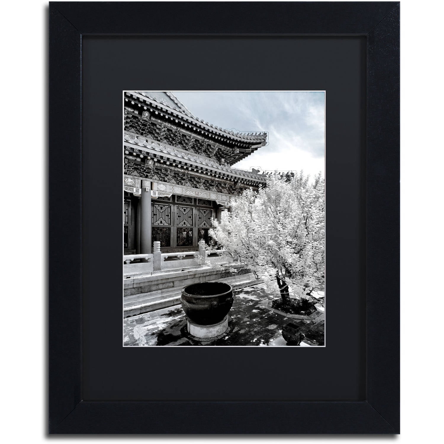 Trademark Fine Art "White Temple X" Canvas Art by Philippe Hugonnard, Black Matte, Black Frame