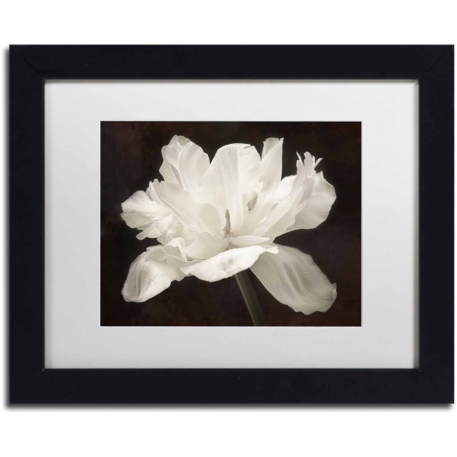 White Tulip Floral Print in Black Acrylic Frame