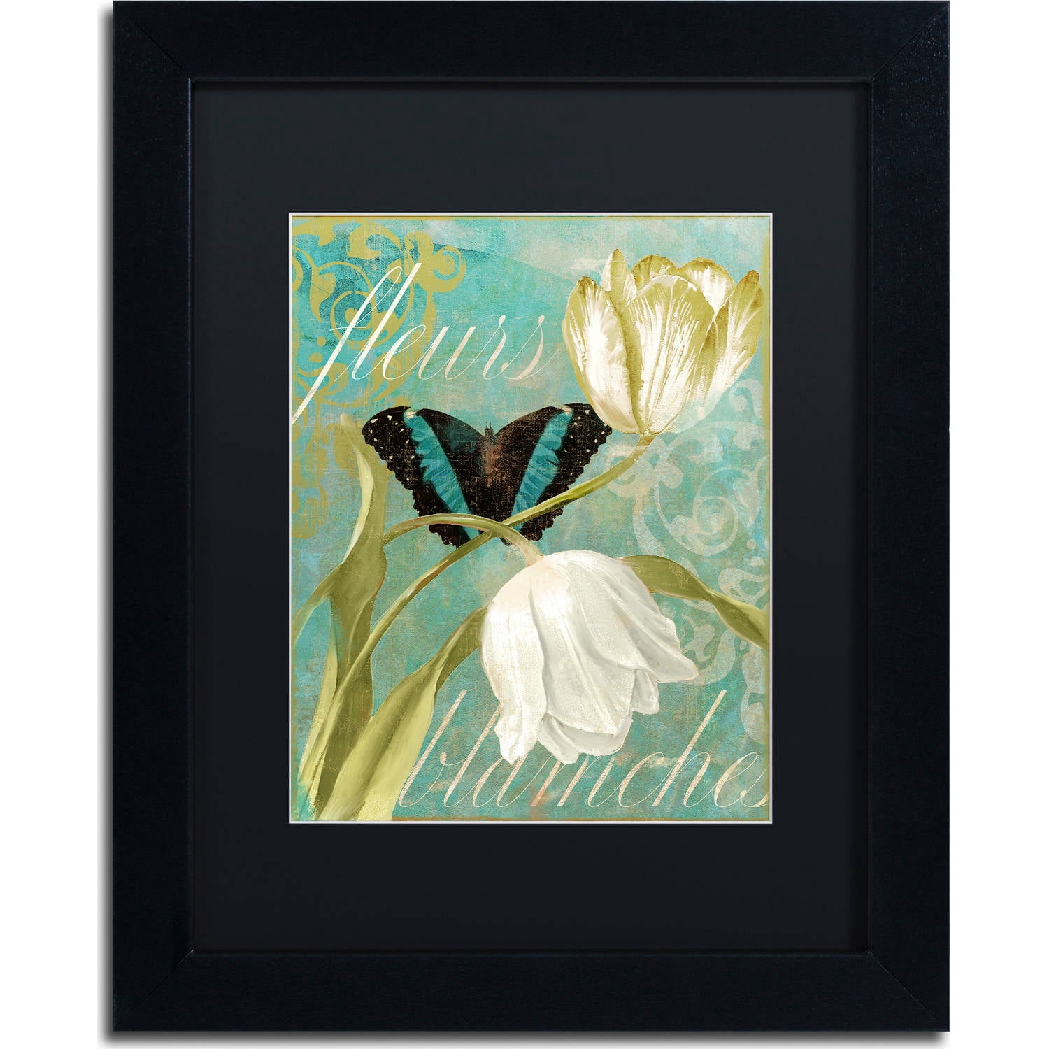 Trademark Fine Art "White Tulips" Canvas Art by Color Bakery, Black Matte, Black Frame