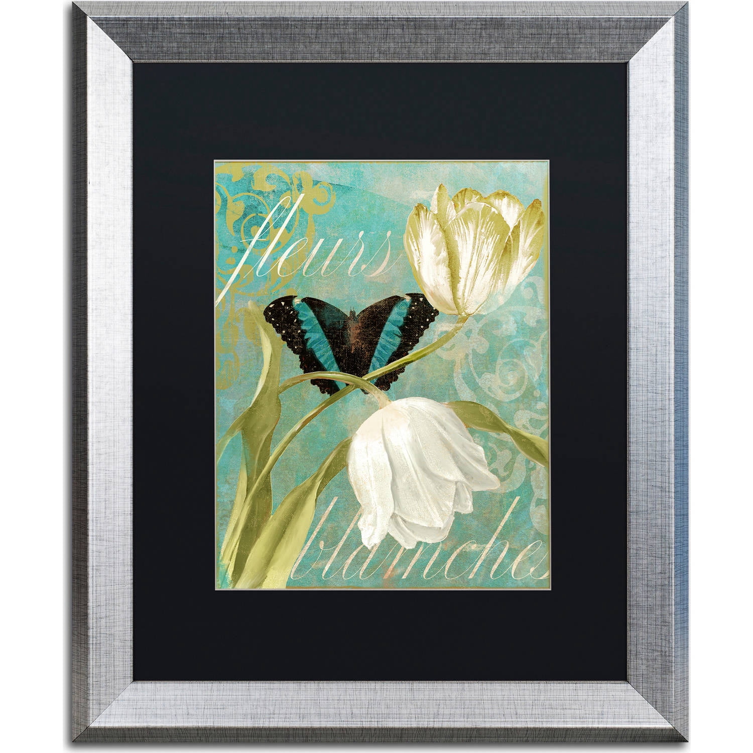 Trademark Fine Art "White Tulips" Canvas Art by Color Bakery, Black Matte, Silver Frame
