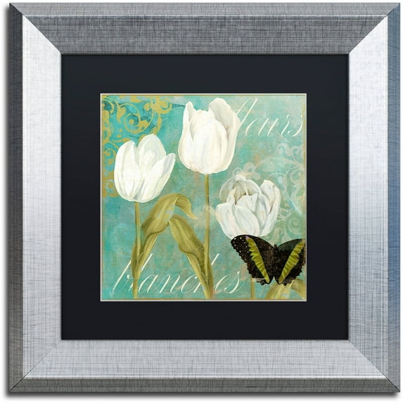 Trademark Fine Art "White Tulips I" Canvas Art by Color Bakery Black Matte, Silver Frame