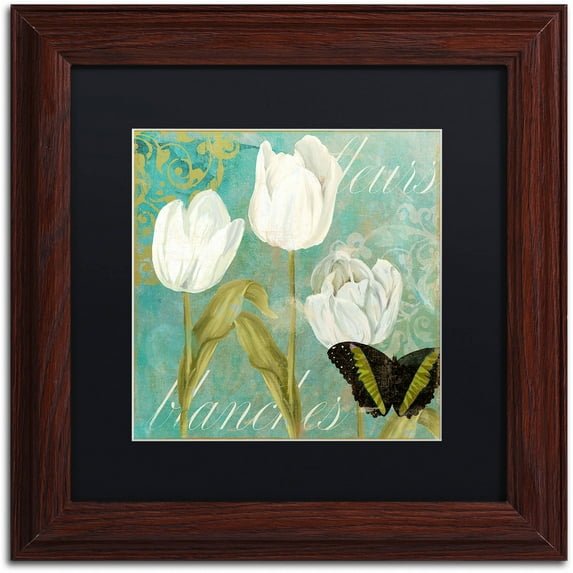 Trademark Fine Art "White Tulips I" Canvas Art by Color Bakery Black Matte, Wood Frame