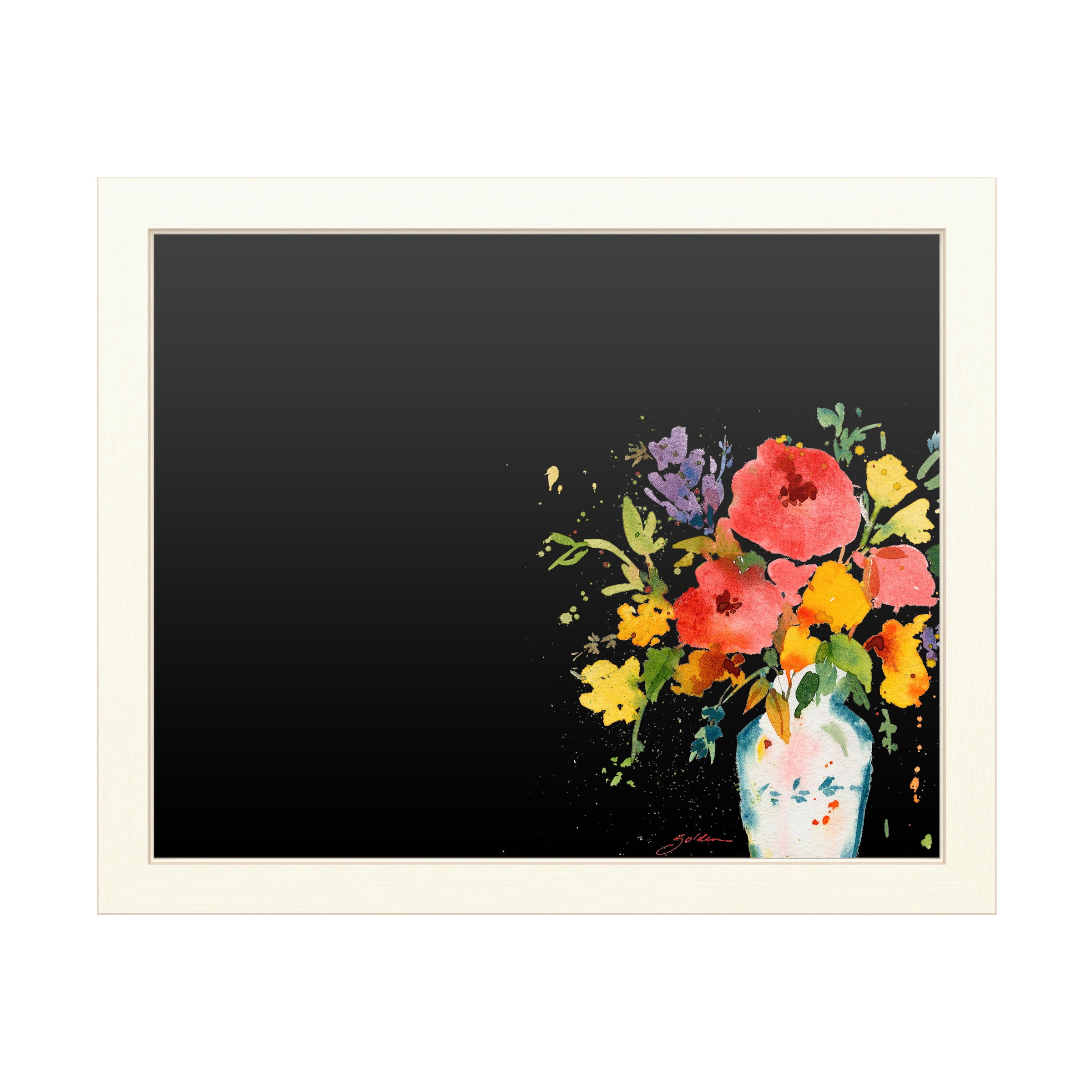 Trademark Fine Art 'White Vase with Bright Flowers' Chalkboard by Sheila Golden