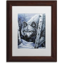 Trademark Fine Art 'White Wolf' Canvas Art by Jenny Newland, White Matte, Wood Frame