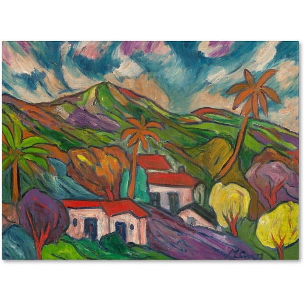 Vibrant Tropical Landscape Canvas Art with Palm Trees