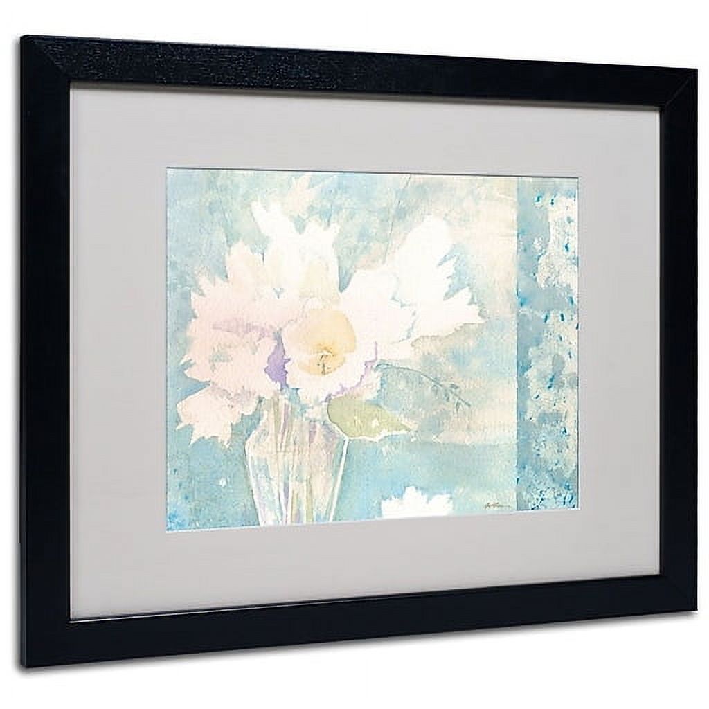 Trademark Fine Art "White and Teal Composition" Canvas Art by Sheila Golden, Black Frame