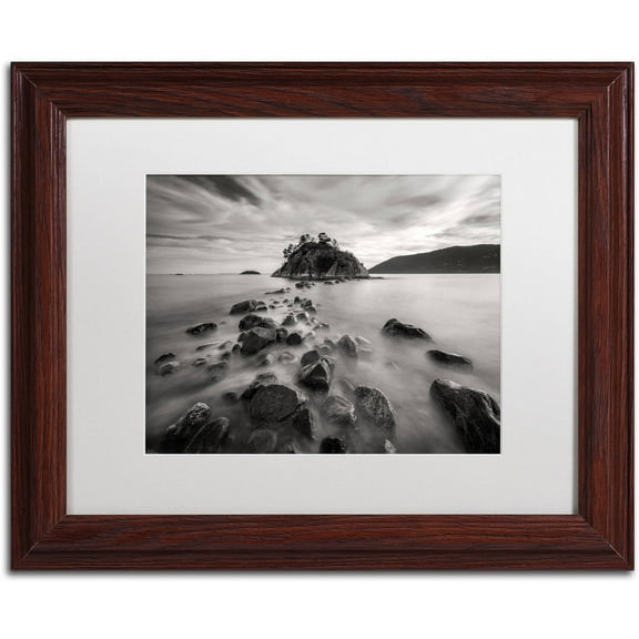 Trademark Fine Art 'Whytecliff Park BW' Canvas Art by Pierre Leclerc, White Matte, Wood Frame