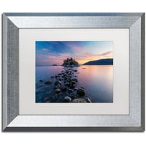 Trademark Fine Art 'Whytecliff Sunset' Canvas Art by Pierre Leclerc, White Matte, Silver Frame