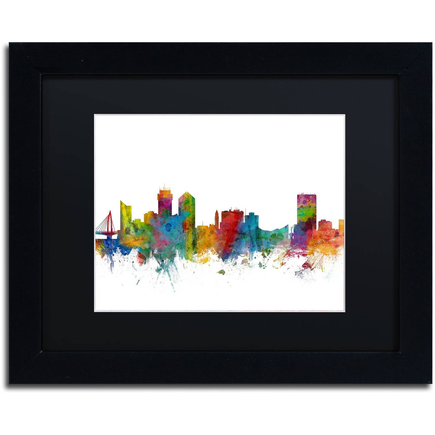 Trademark Fine Art 'Wichita Kansas Skyline' Canvas Art by Michael Tompsett, Black Matte, Black Frame
