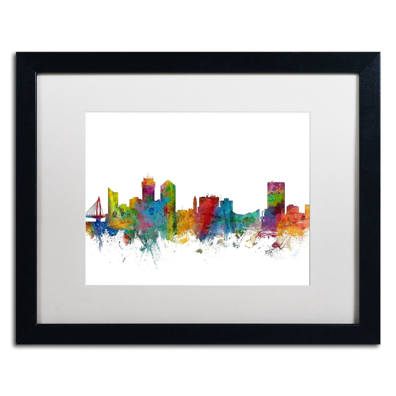 Trademark Fine Art ''Wichita Kansas Skyline'' by Michael Tompsett 16" x 20"  Black Frame