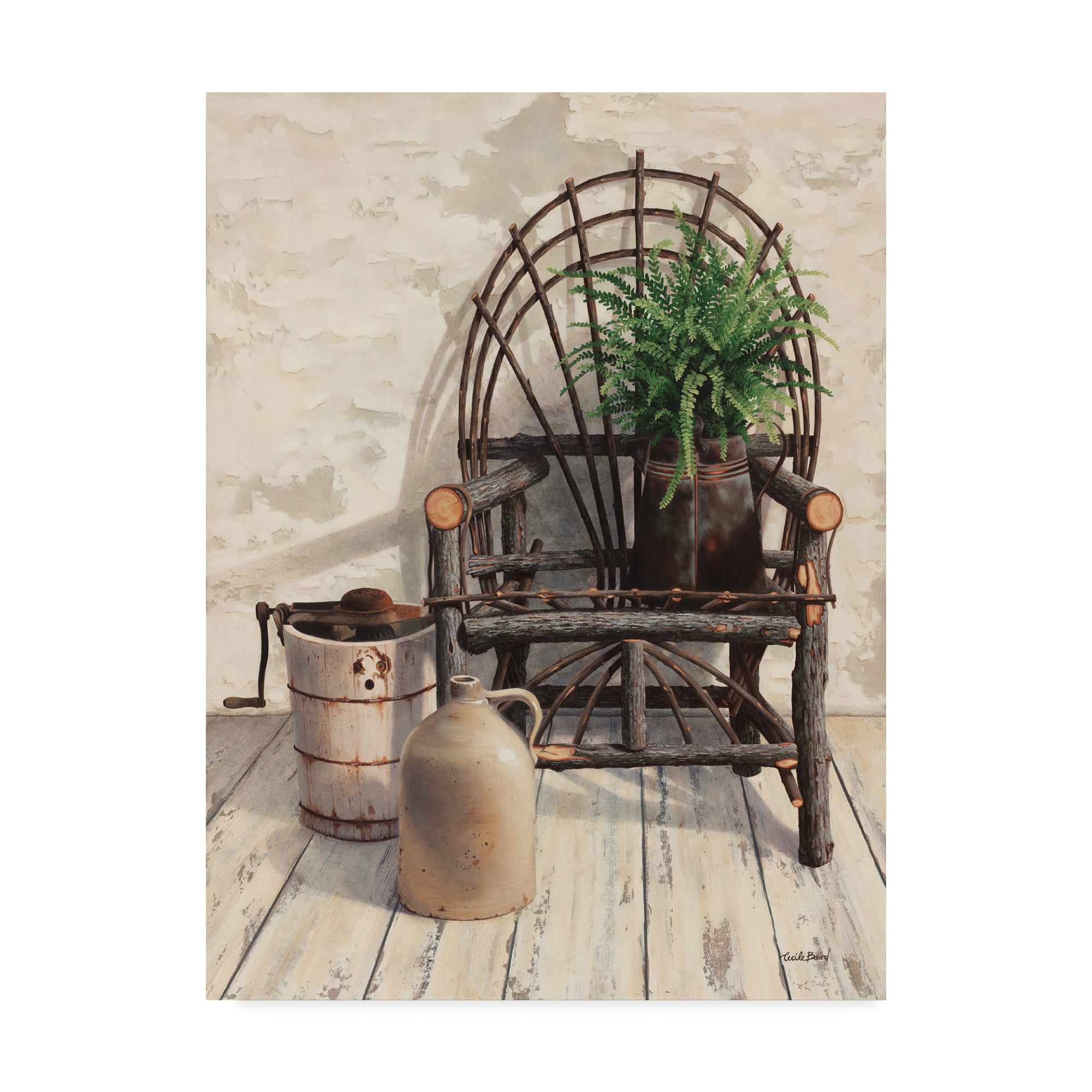Trademark Fine Art 'Wicker Chair With Ice Cream Churn' Canvas Art by Cecile Baird