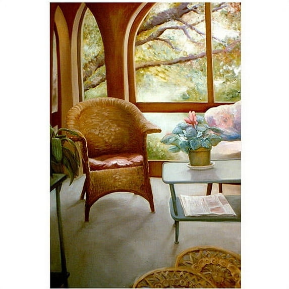 Trademark Fine Art "Wicker Chair and Cyclamen" by Michelle Calkins, 24x36