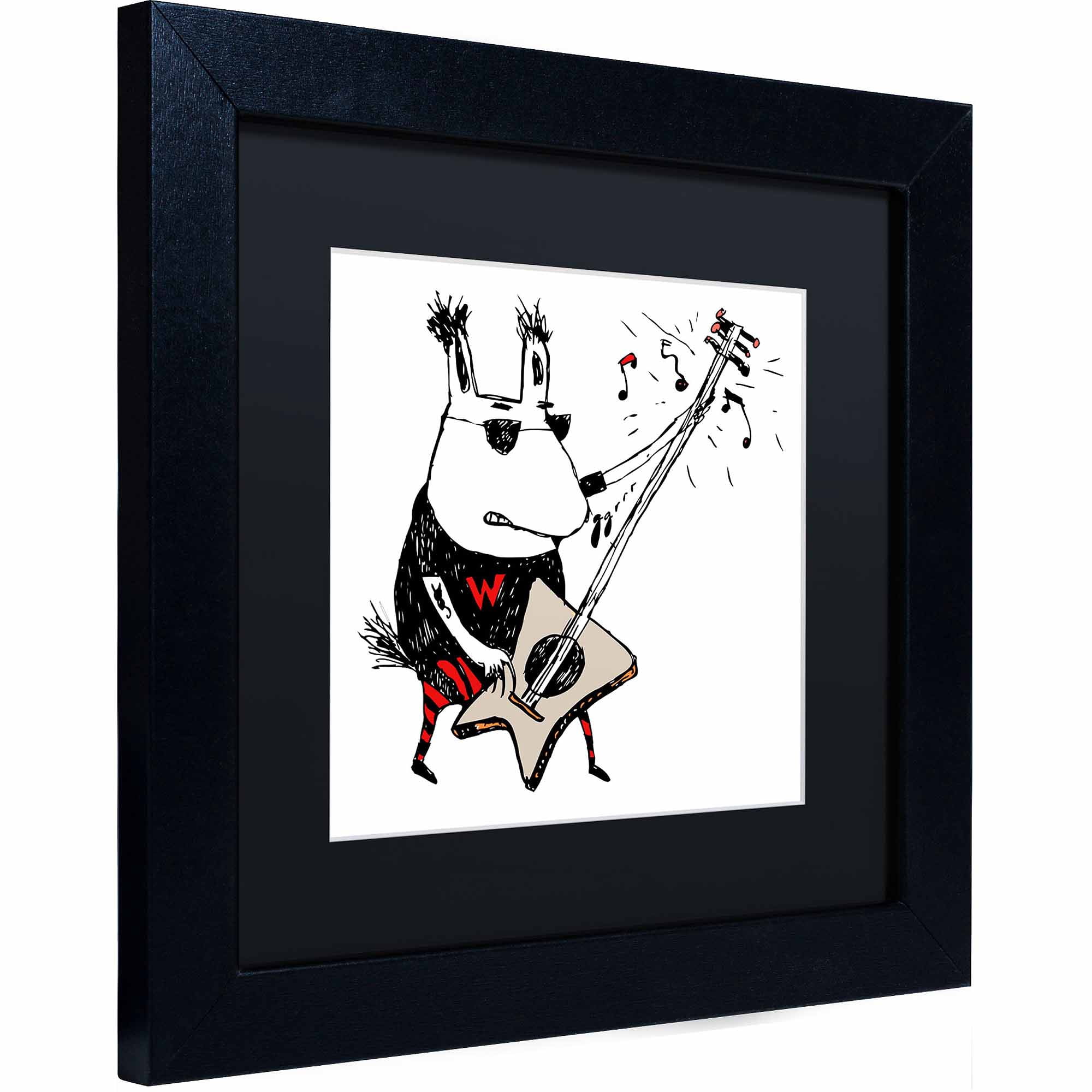 Trademark Fine Art "Wild Guitar Wolf" Canvas Art by Carla Martell, Black Matte, Black Frame