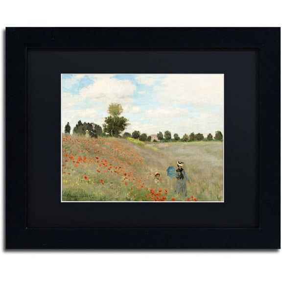 Trademark Fine Art "Wild Poppies Near Argenteuil" Canvas Art by Claude Monet, Black Matte, Black Frame