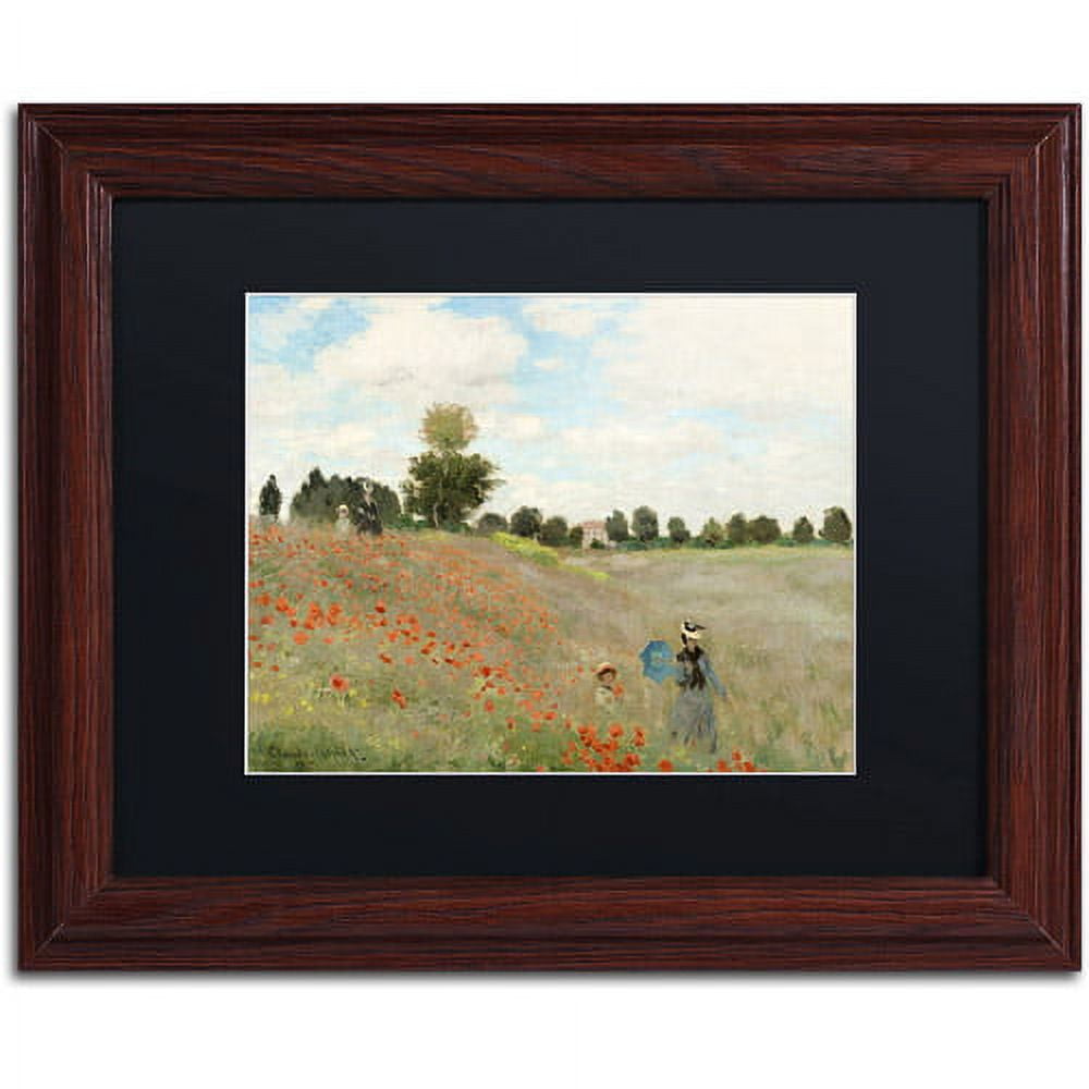 Trademark Fine Art Wild Poppies Near Argenteuil Canvas Art by Claude Monet,  Black Matte, Wood Frame 