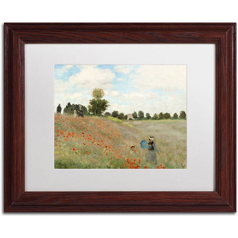 Trademark Fine Art "Wild Poppies Near Argenteuil" Canvas Art by Claude Monet, White Matte, Wood Frame
