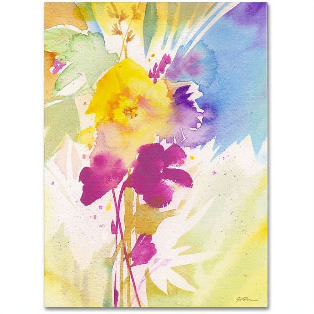 Wildflower Bouquet Framed Canvas Art in Yellow and Purple