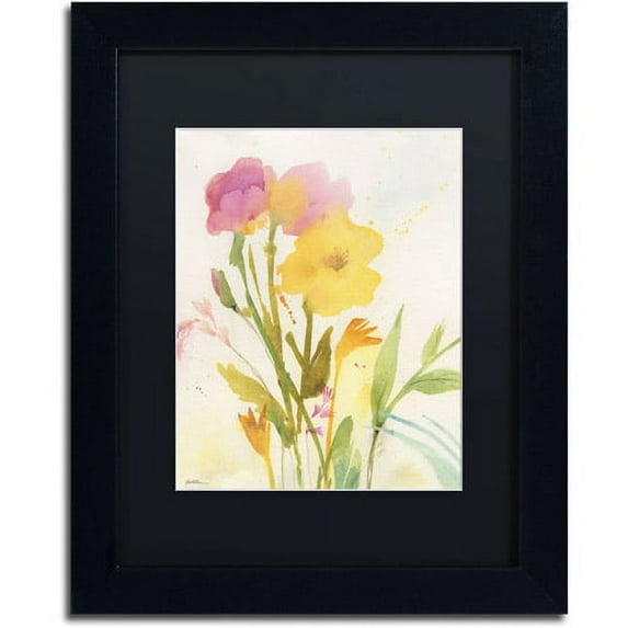 Trademark Fine Art "Wildflowers Against the Sky" Canvas Art by Sheila Golden, Black Matte, Black Frame