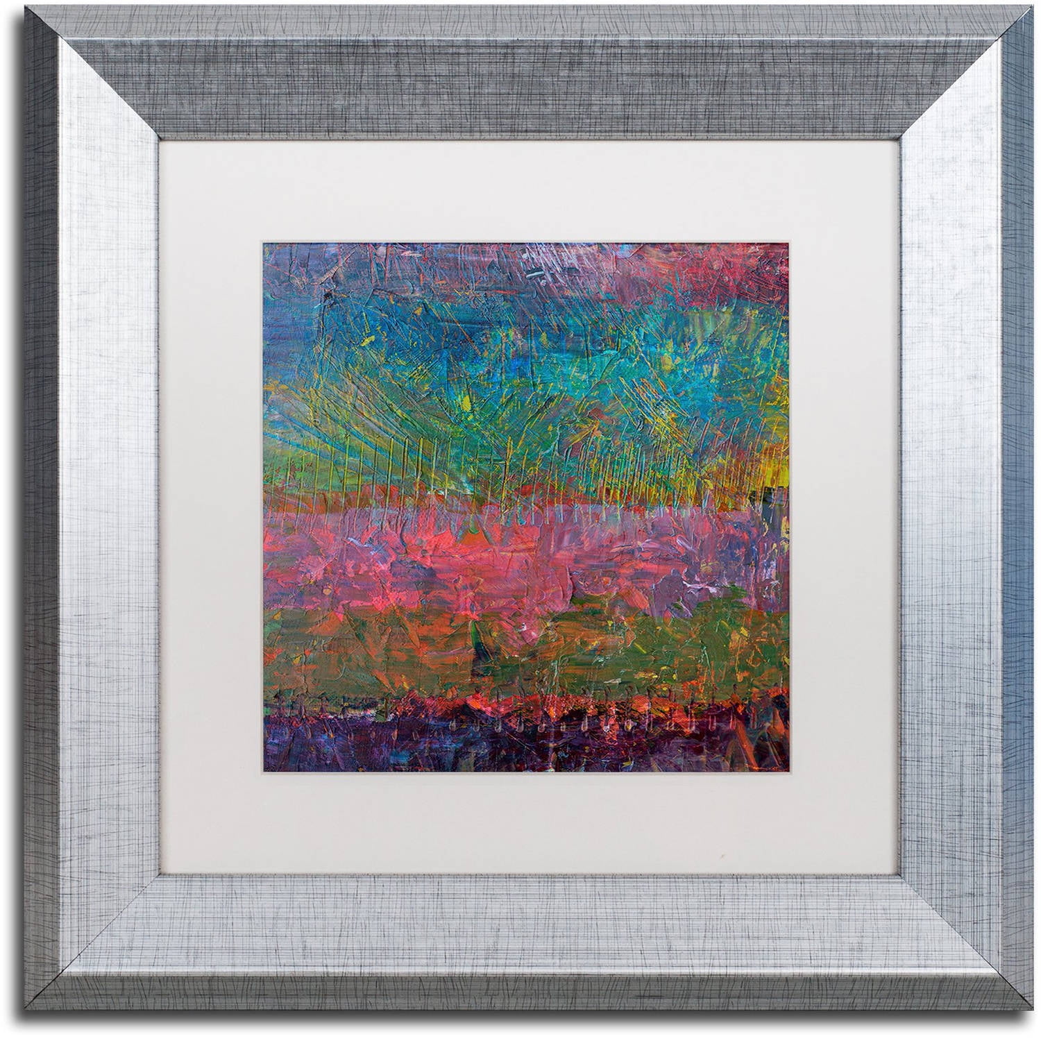 Trademark Fine Art "Wildflowers" Canvas Art by Michelle Calkins, White Matte, Silver Frame
