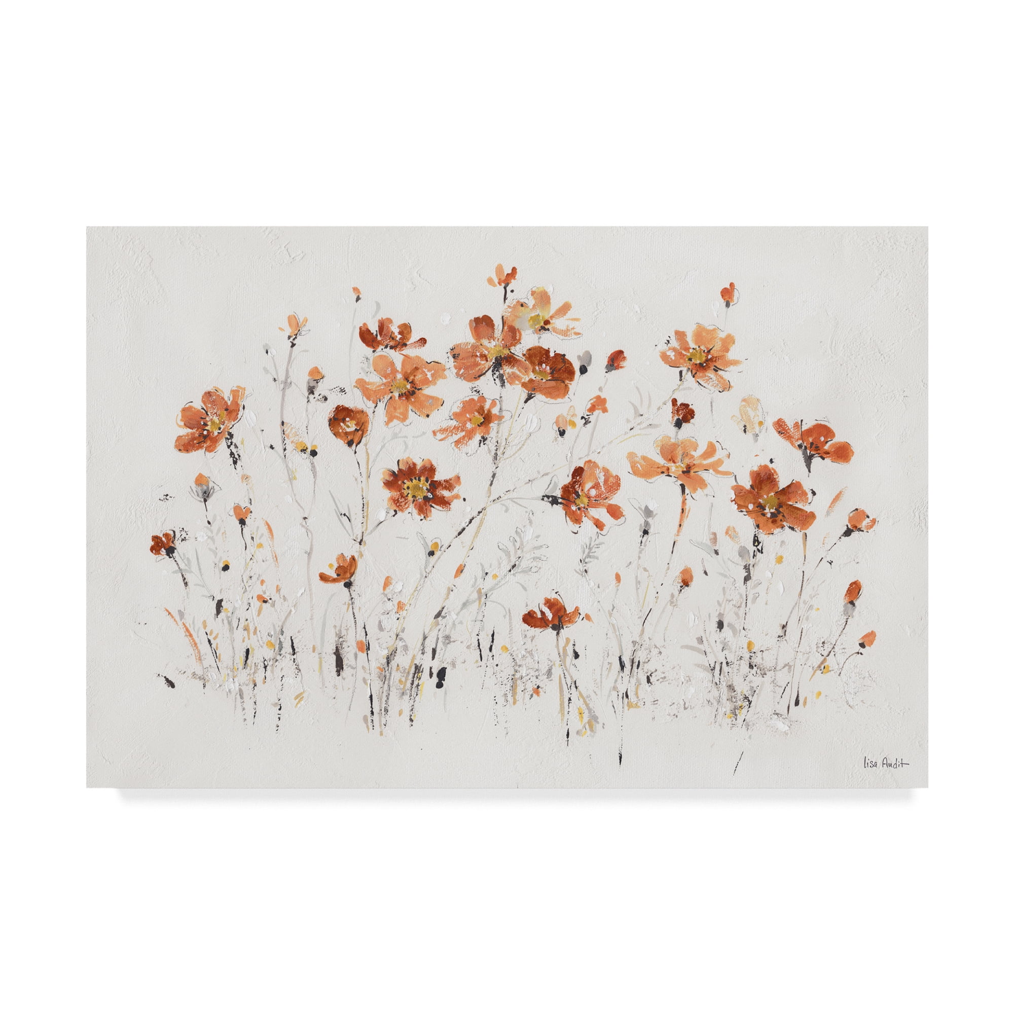 Lisa Audit Orange Wildflowers Canvas Art with Wooden Frame