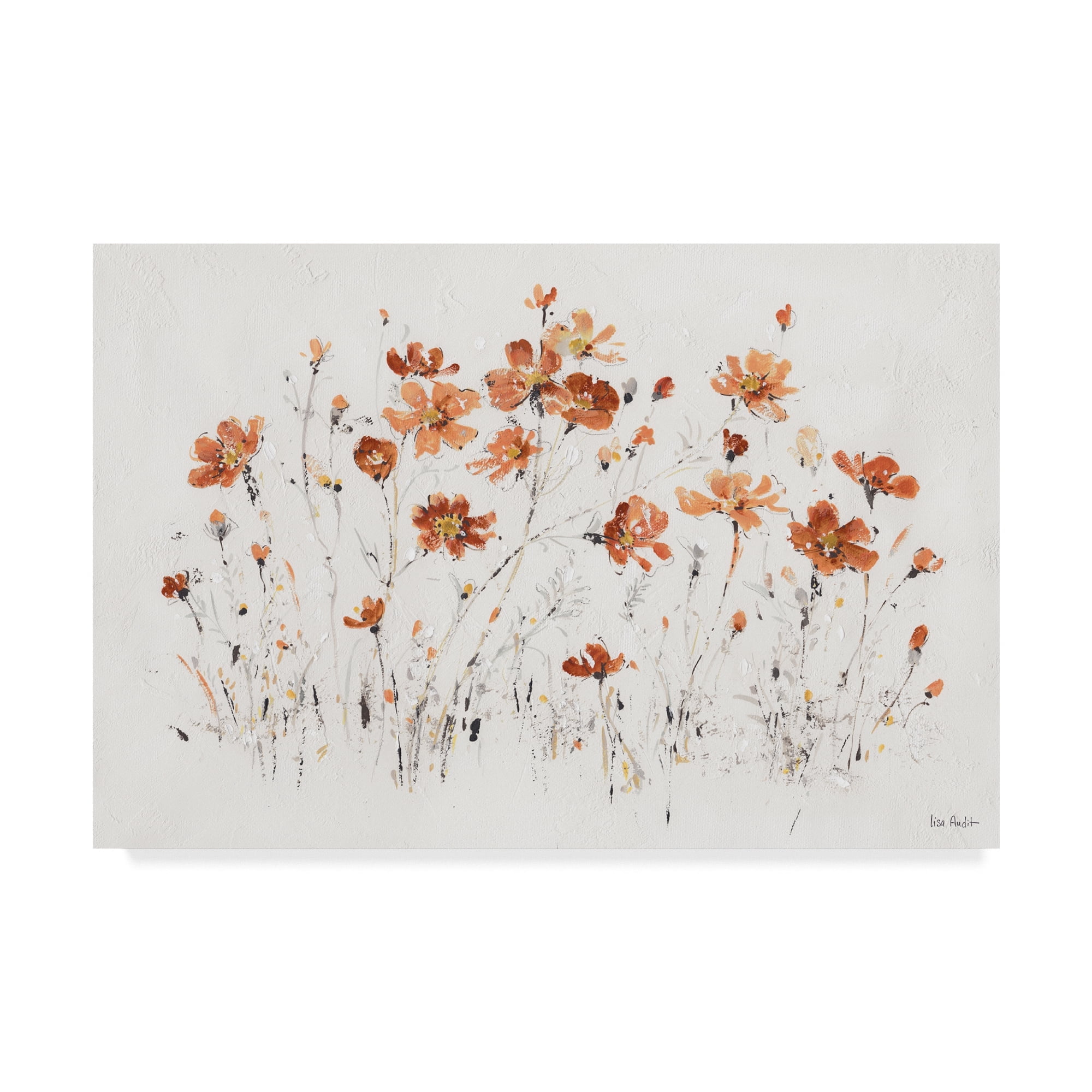 Lisa Audit Orange Wildflowers Canvas Art with Wooden Frame