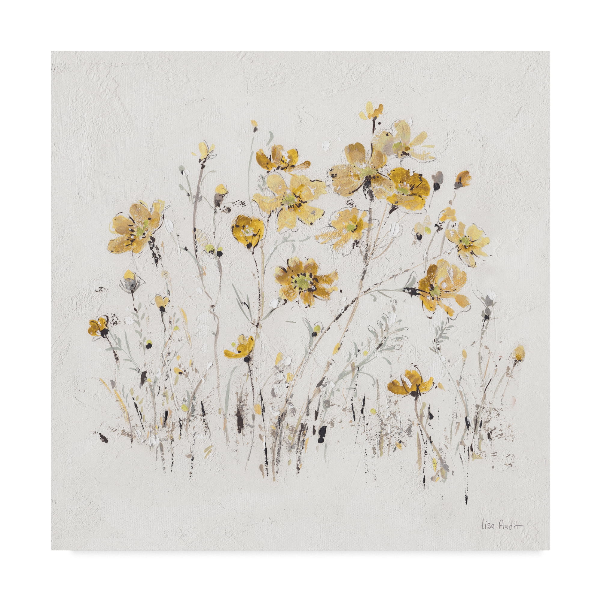 Trademark Fine Art 'Wildflowers II Yellow on White' Canvas Art by Lisa Audit