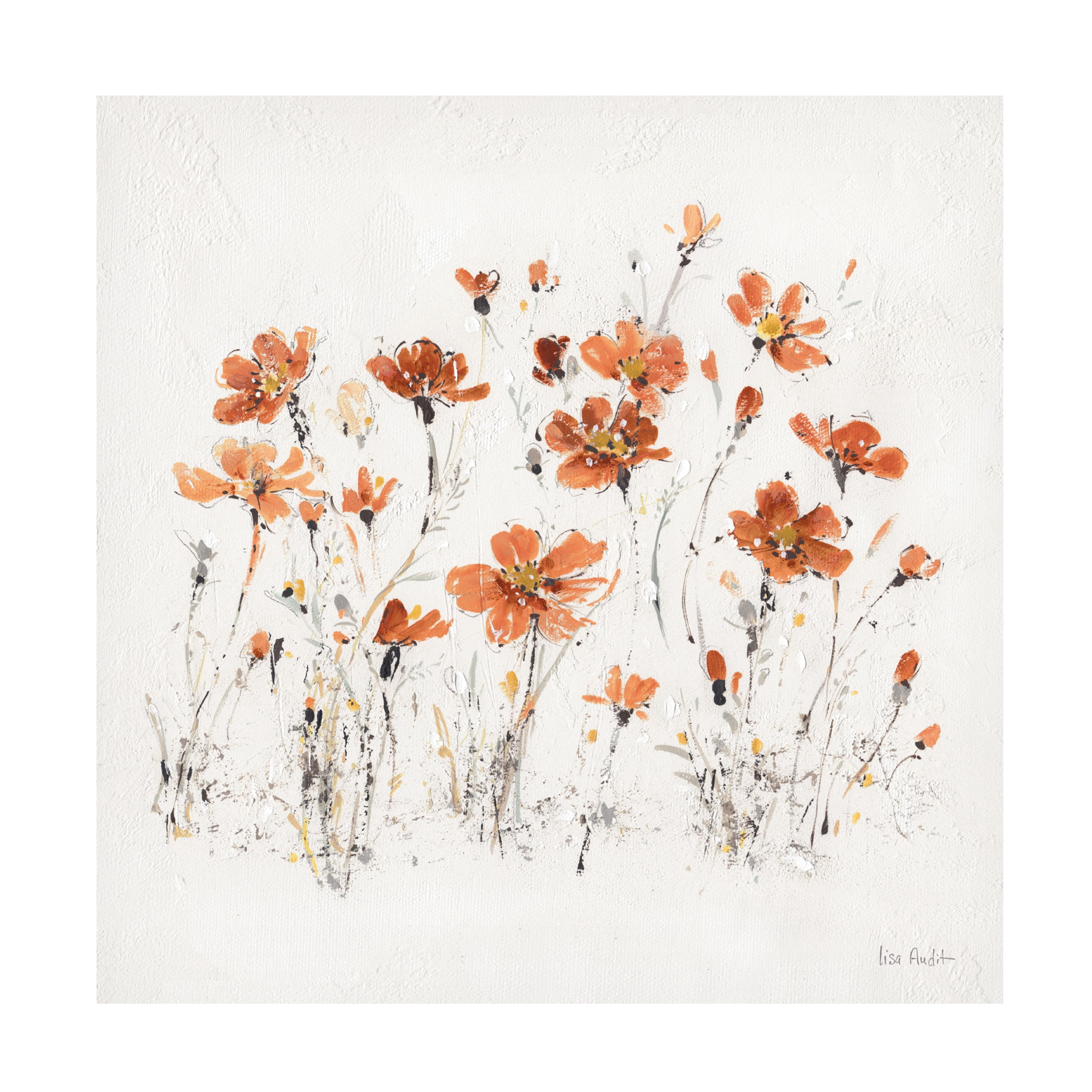 Trademark Fine Art 'Wildflowers III Orange on White' Canvas Art by Lisa Audit