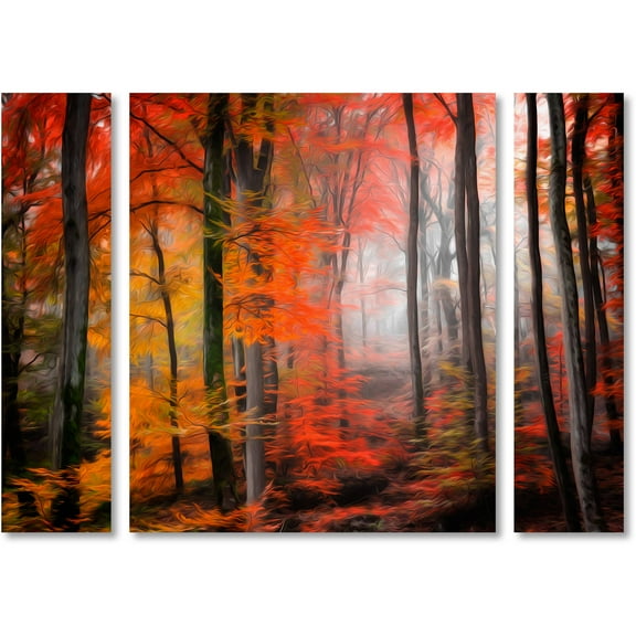 Trademark Fine Art "Wildly Red" Canvas Art by Philippe Sainte-Laudy Three Panel Set