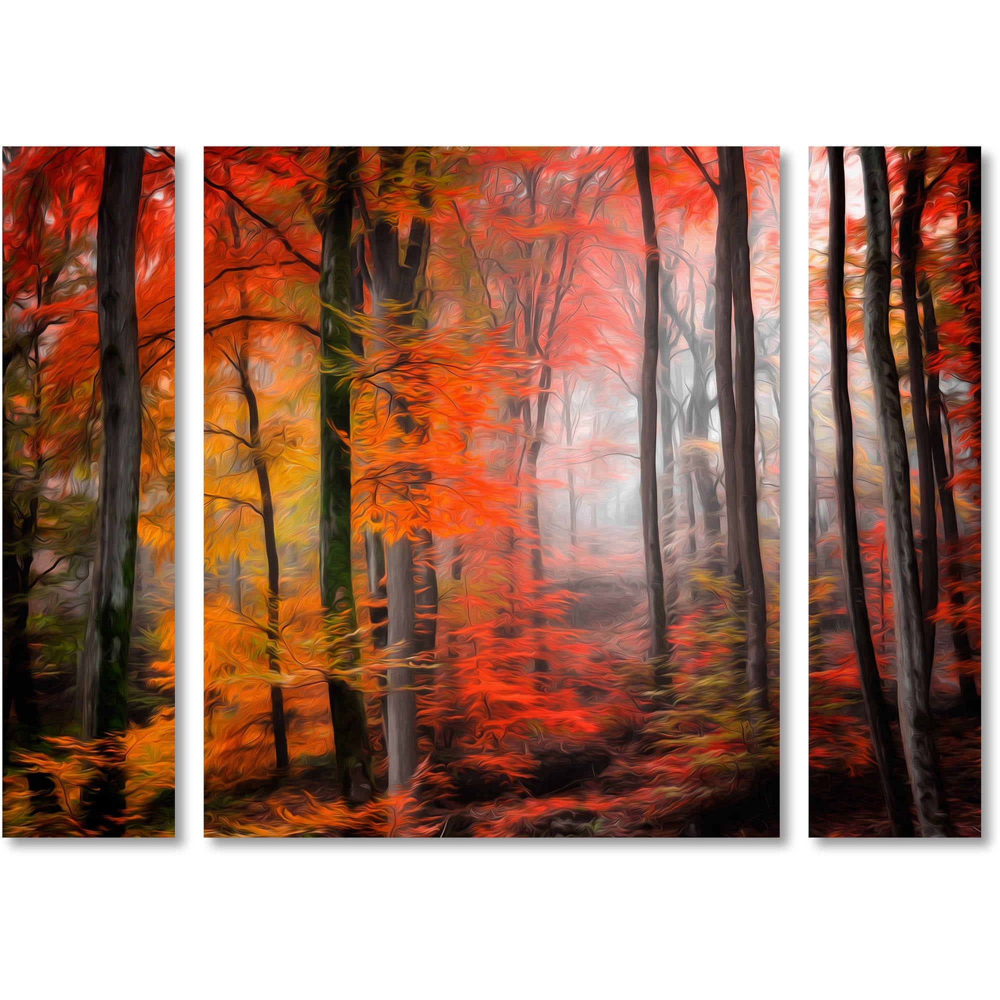 Trademark Fine Art "Wildly Red" Canvas Art by Philippe Sainte-Laudy Three Panel Set