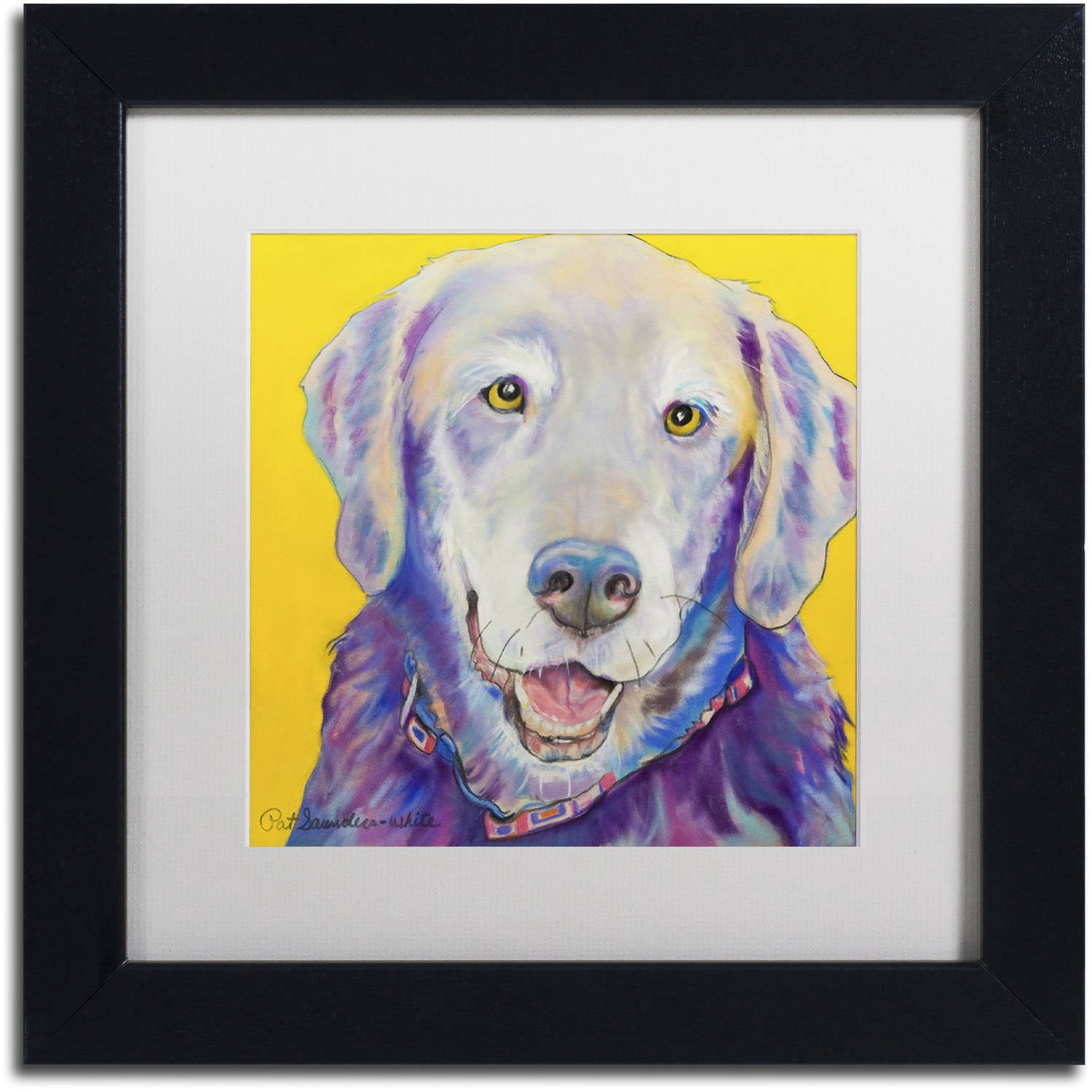 Trademark Fine Art "Willie" Canvas Art by Pat Saunders-White, White Matte, Black Frame
