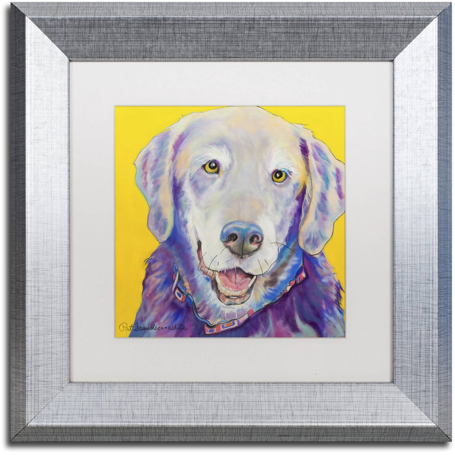 Trademark Fine Art "Willie" Canvas Art by Pat Saunders-White, White Matte, Silver Frame