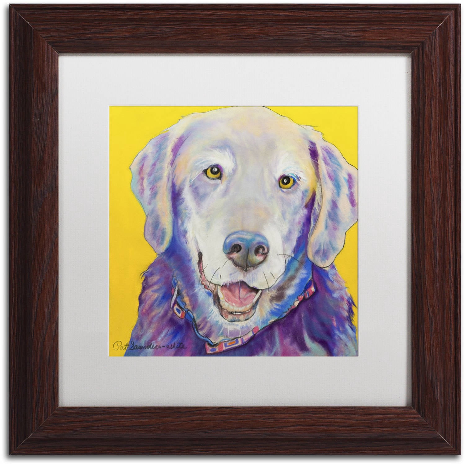Trademark Fine Art "Willie" Canvas Art by Pat Saunders-White, White Matte, Wood Frame
