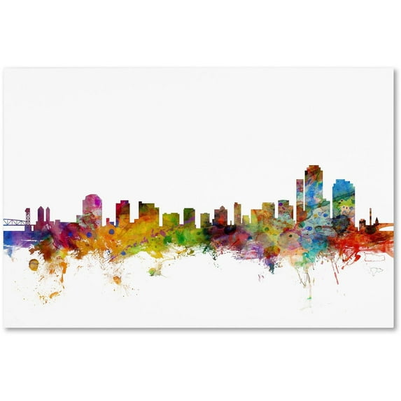 Trademark Fine Art "Wilmington Delaware Skyline" Canvas Art by Michael Tompsett