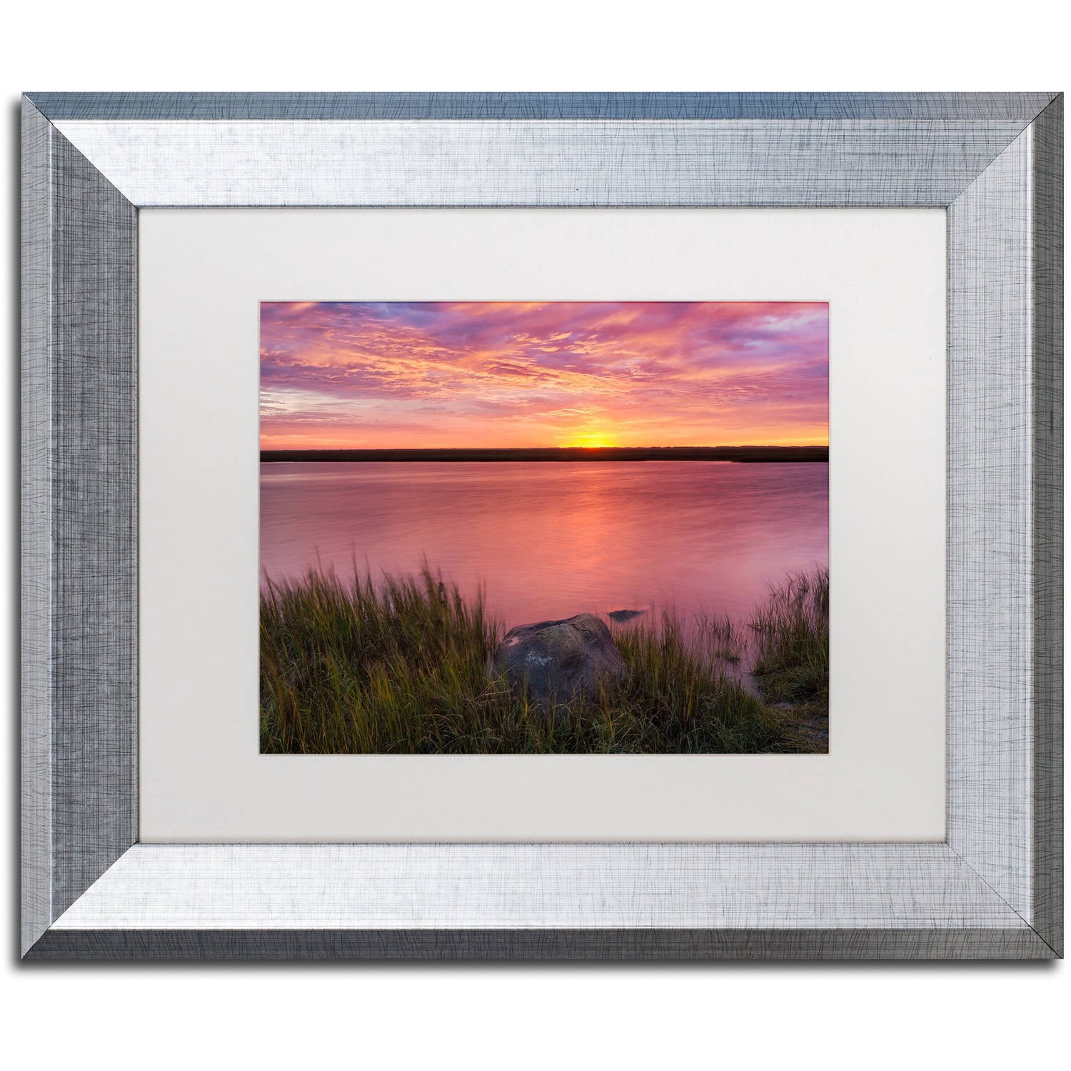 Trademark Fine Art "Windy Marsh" Canvas Art by Michael Blanchette Photography White Matte, Silver Frame