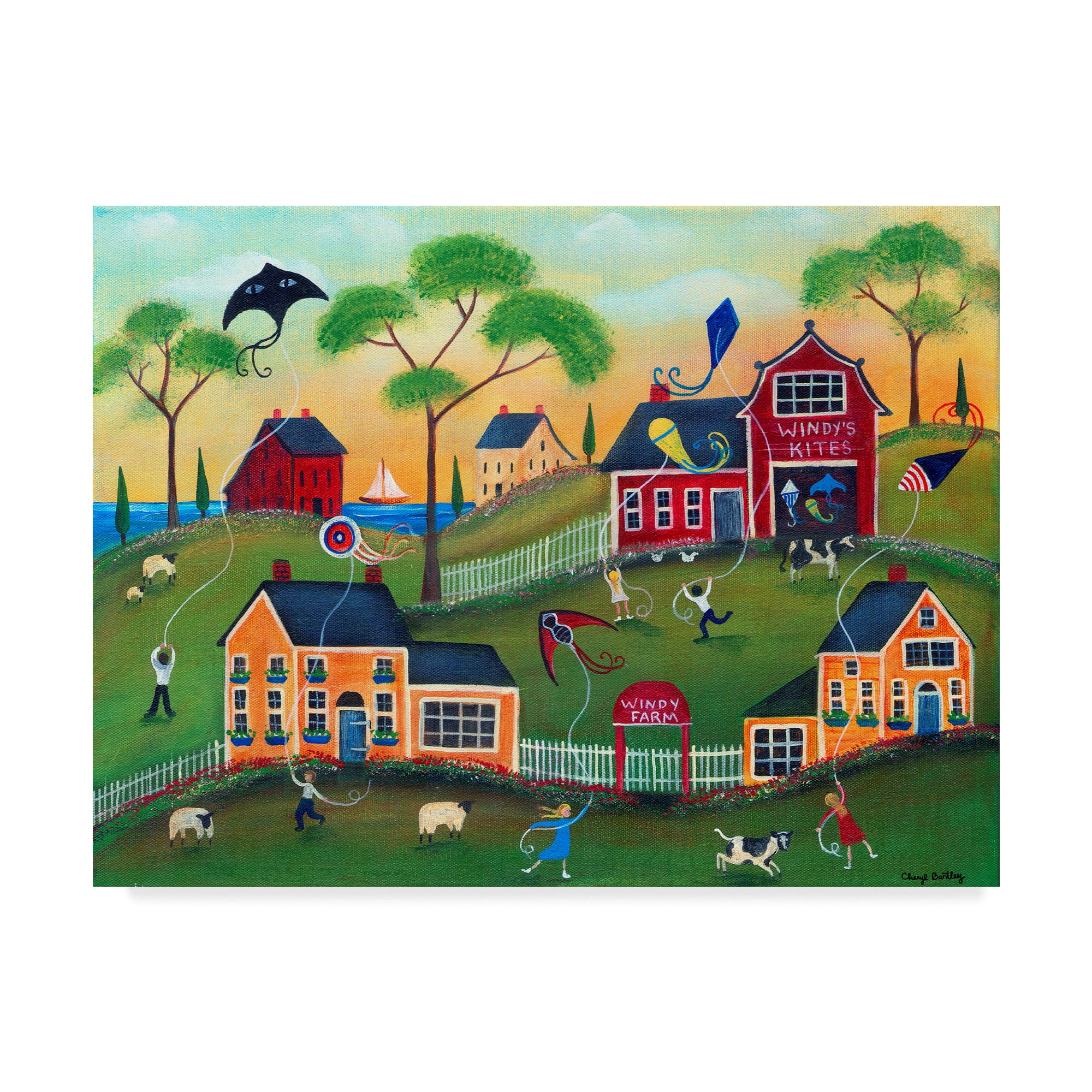 Trademark Fine Art 'Windys Kite Farm' Canvas Art by Cheryl Bartley