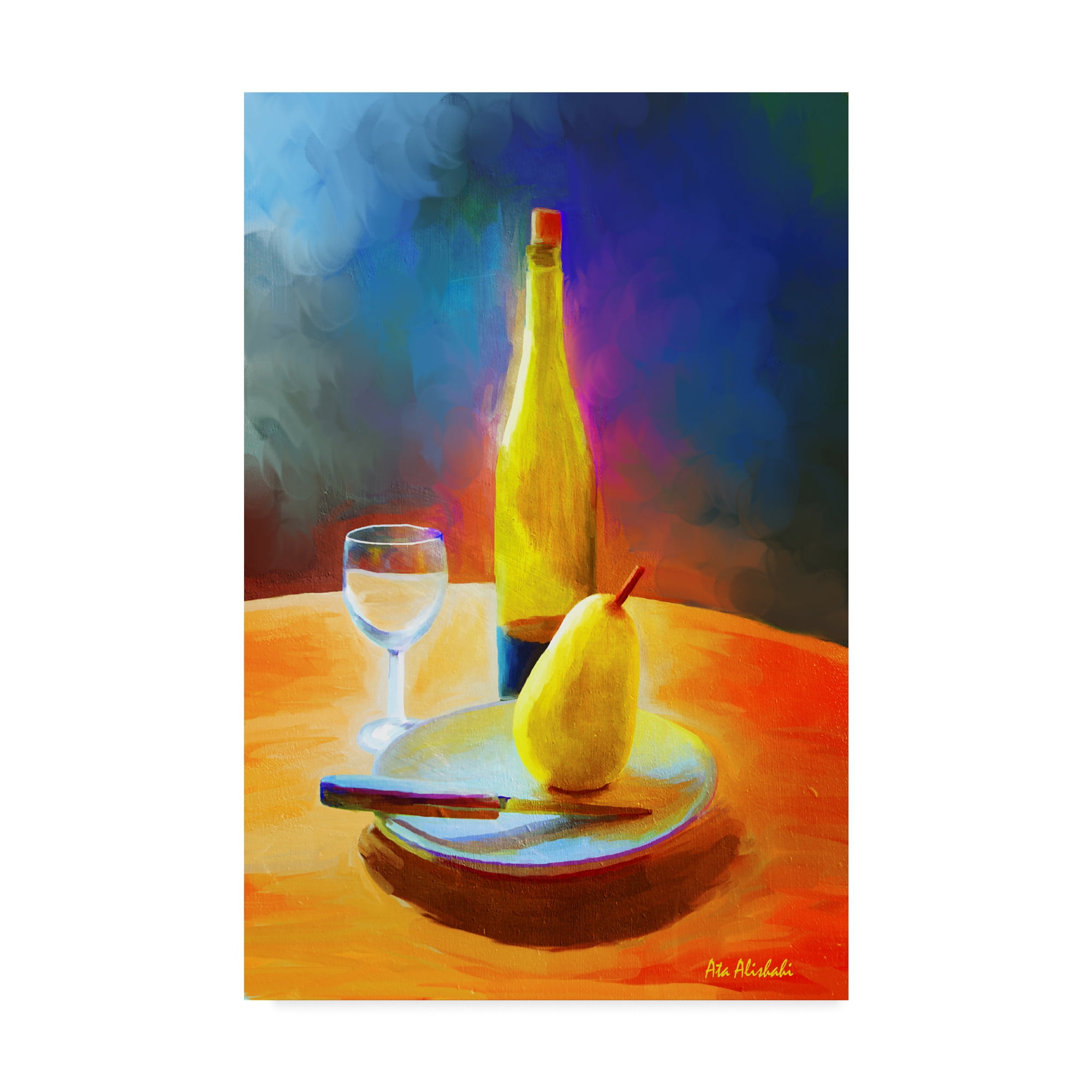Trademark Fine Art 'Wine And Pear' Canvas Art by Ata Alishahi